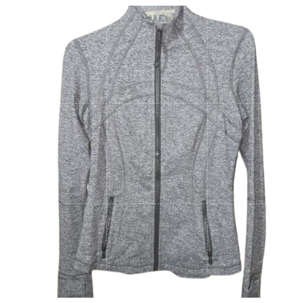 Lululemon Define Jacket Luon Heathered Black Size 8 Slim Fit Thumbholes